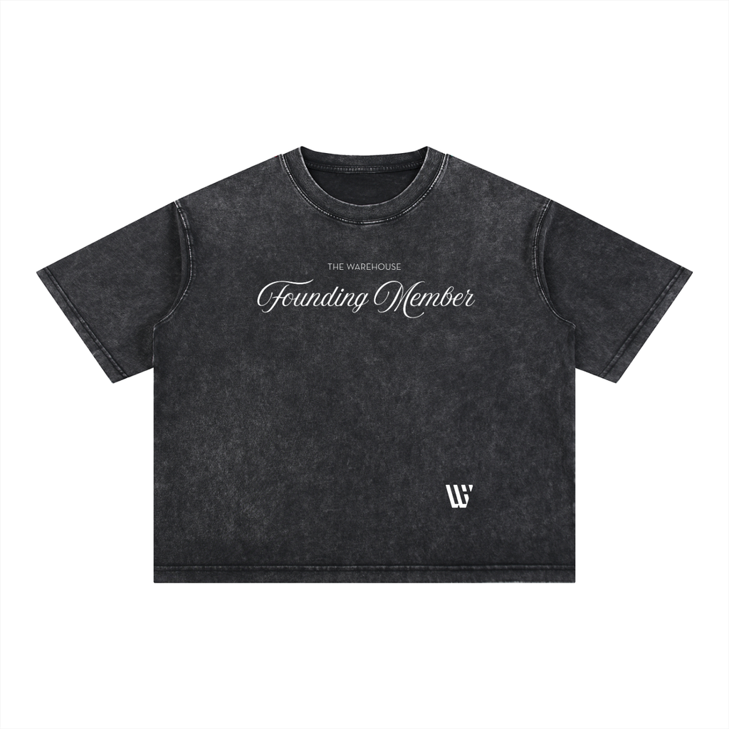 Unisex 'Founding Member' Wash Boxy Cotton T-Shirt