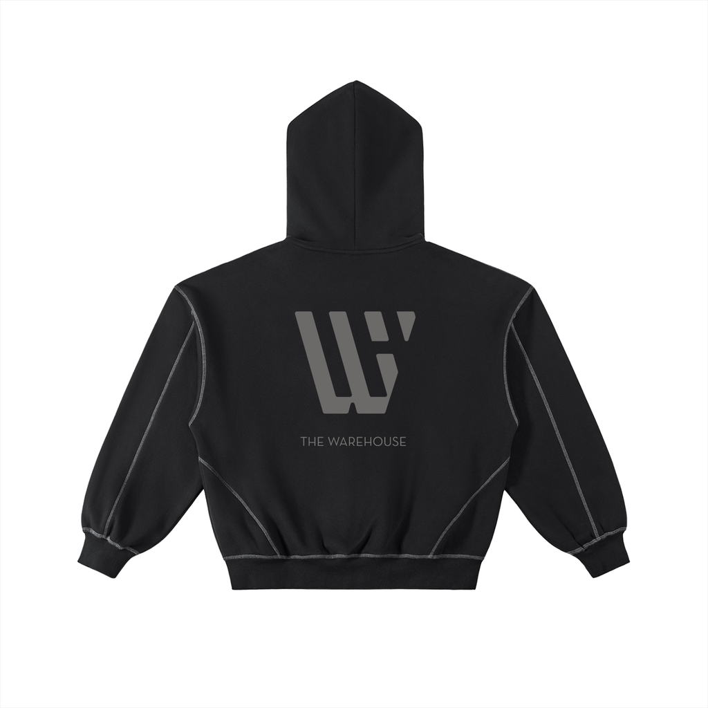 Unisex Logo Stitched Boxy Fleece Zip Hoodie